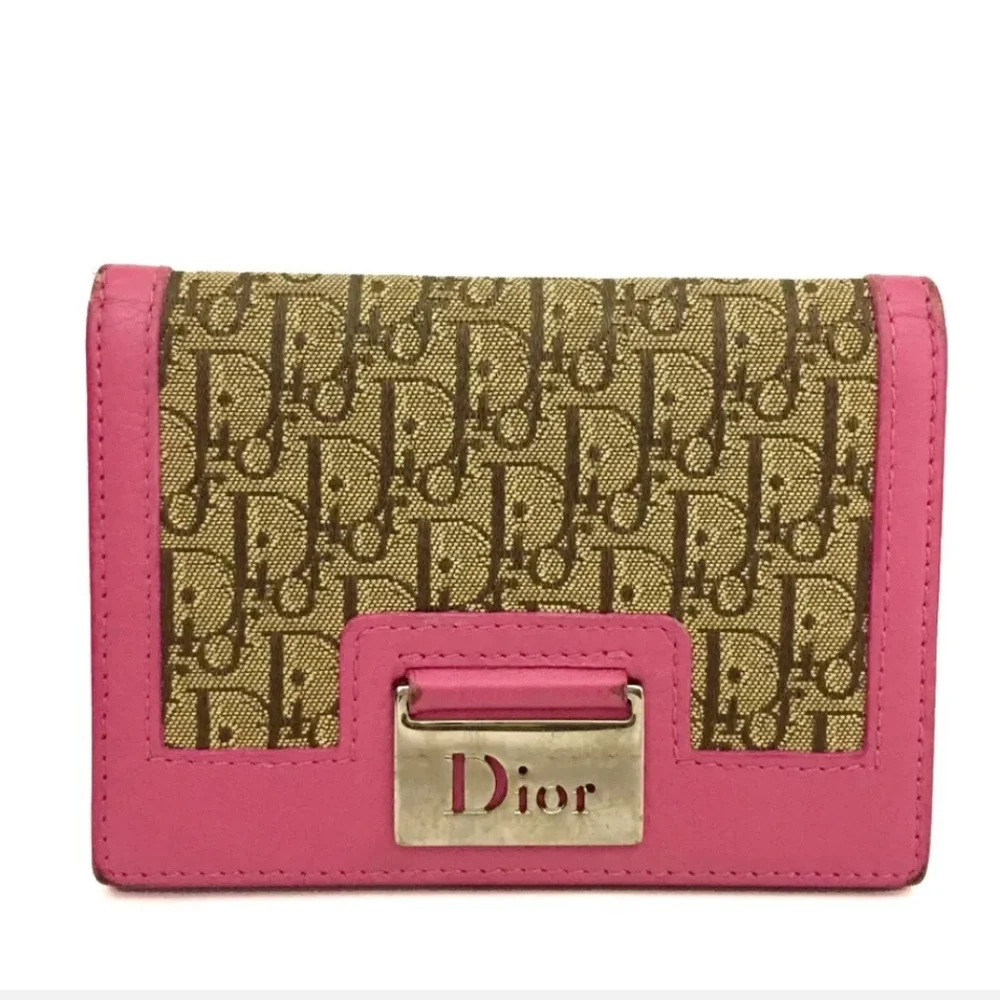 CHRISTIAN DIOR TROTTER CANVAS LEATHER BIFOLD WALLET/1A1537